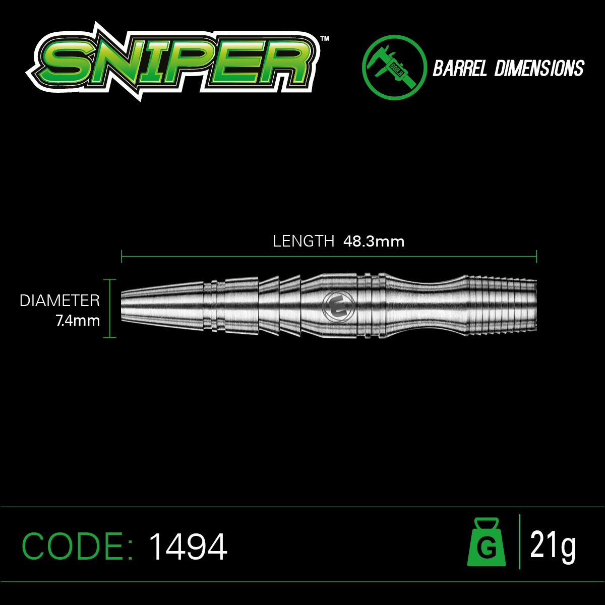 Winmau Sniper 90% Tungsten Darts Green