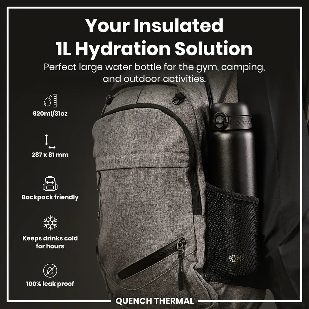Ion8 Quench Stainless Steel Water Bottle Black