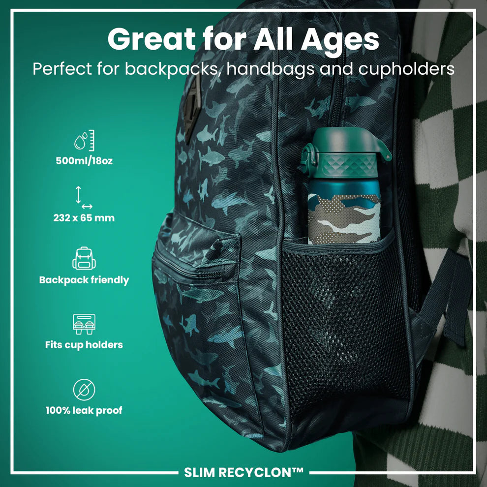 Ion8 Slim Water Bottle Camo Green