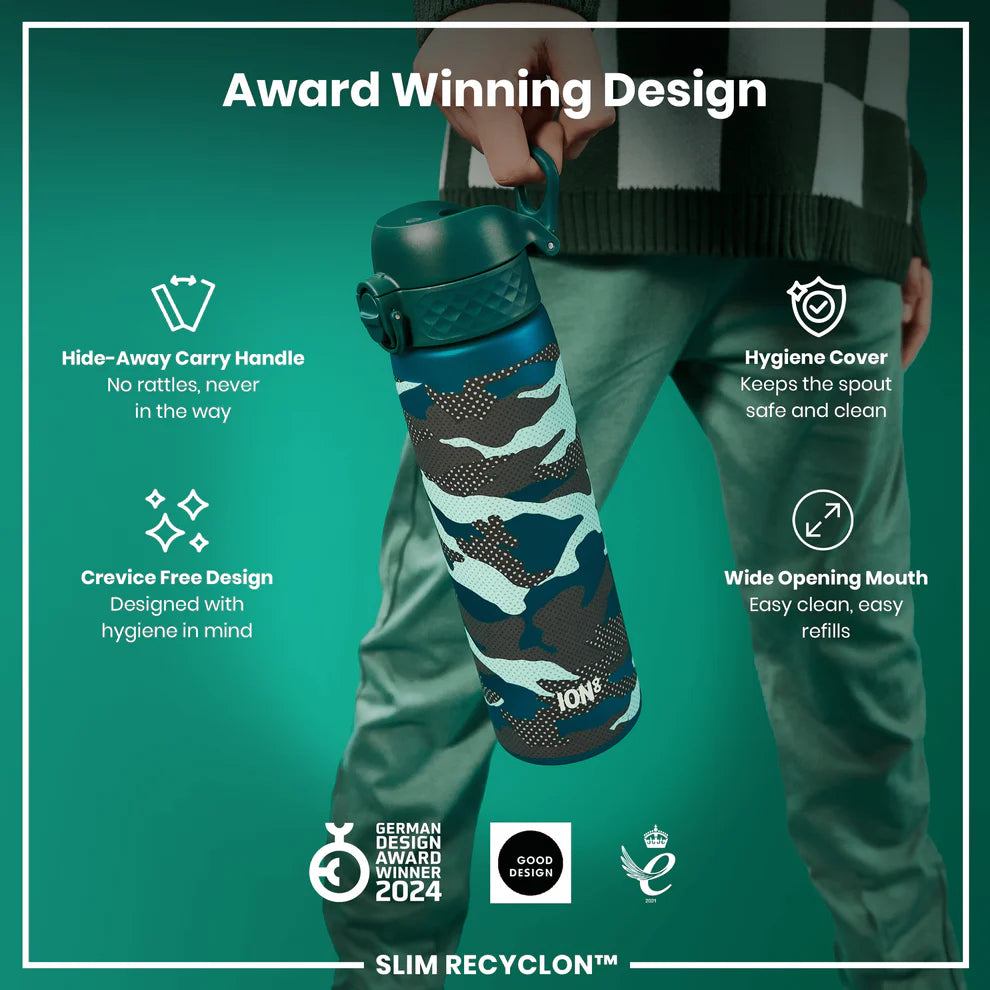 Ion8 Slim Water Bottle Camo Green
