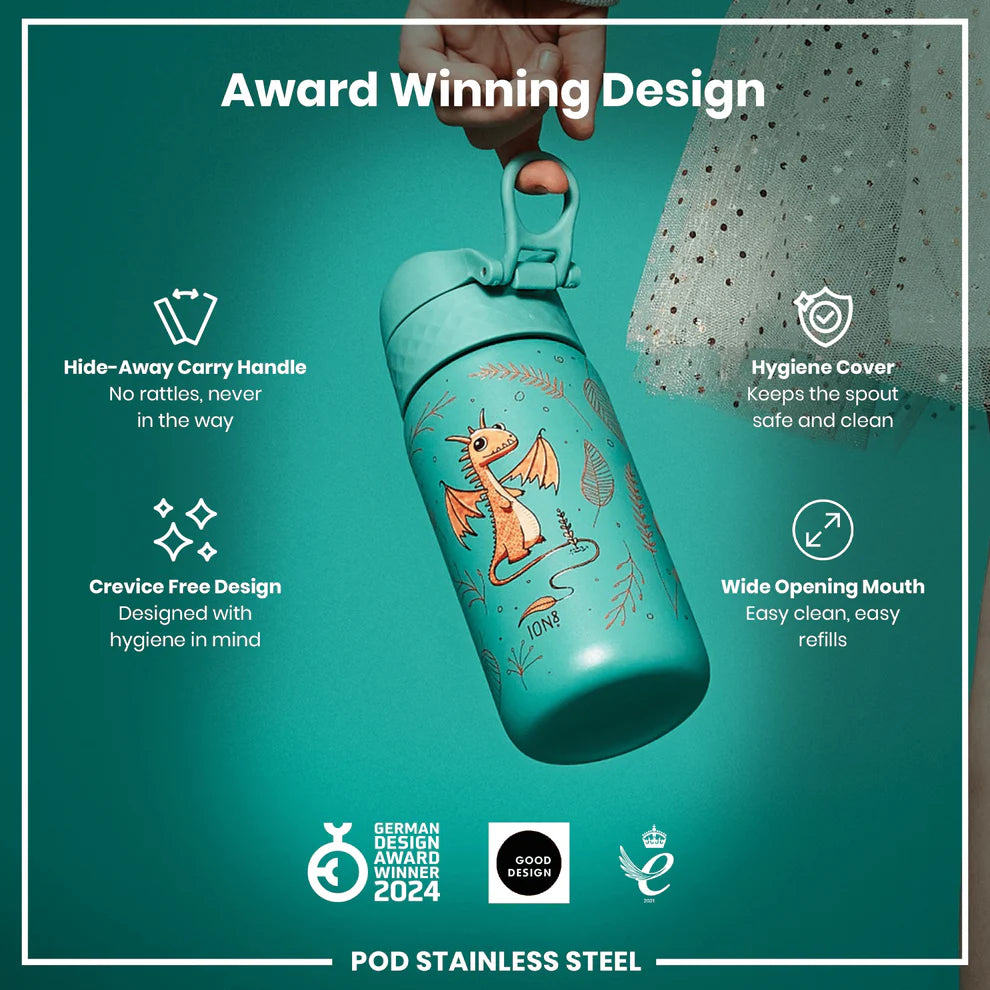 Ion8 Pod Stainless Steel Water Bottle Dragons