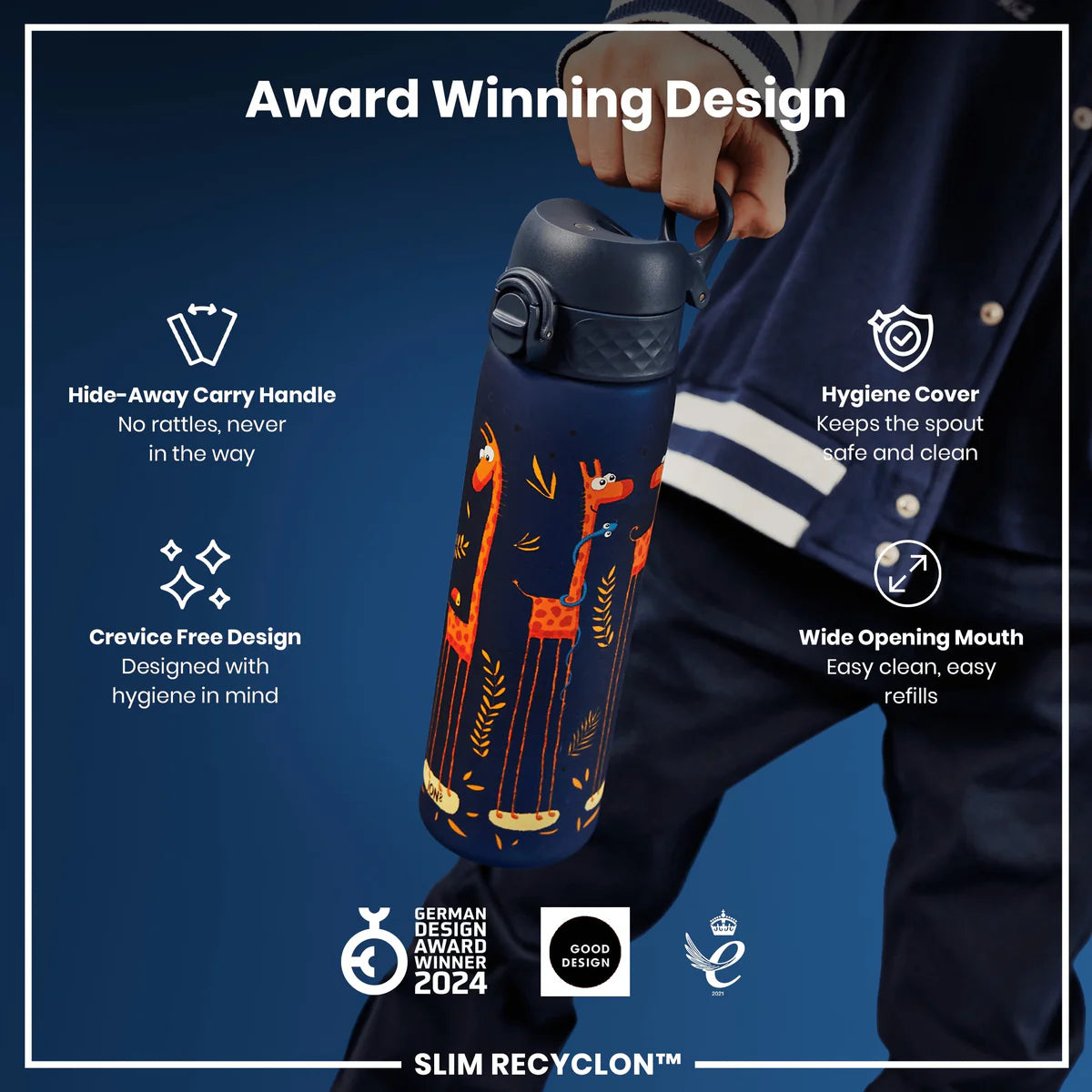 Ion8 Slim Water Bottle Giraffes