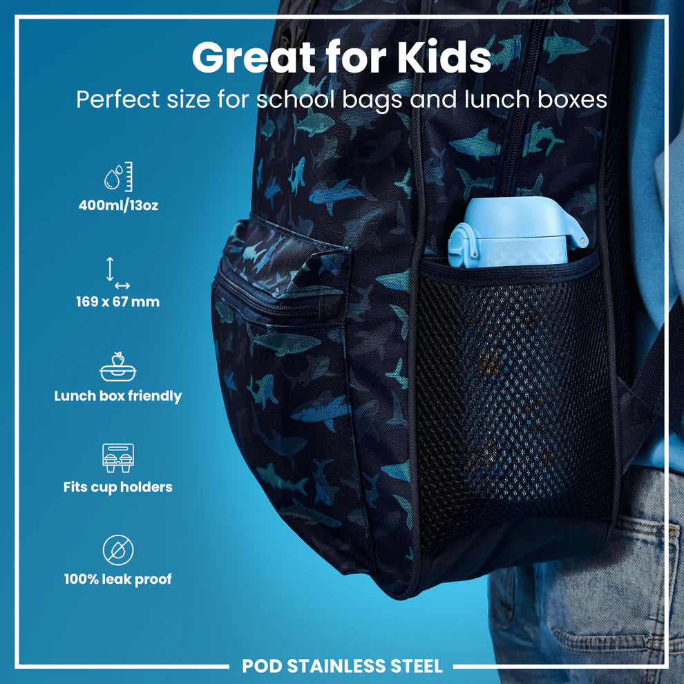 Ion8 Pod Stainless Steel Water Bottle Shark