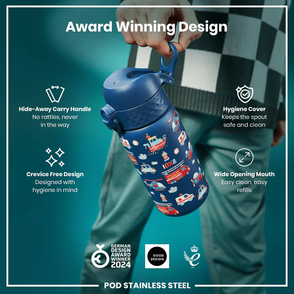 Ion8 Pod Stainless Steel Water Bottle Rescue Vechiles