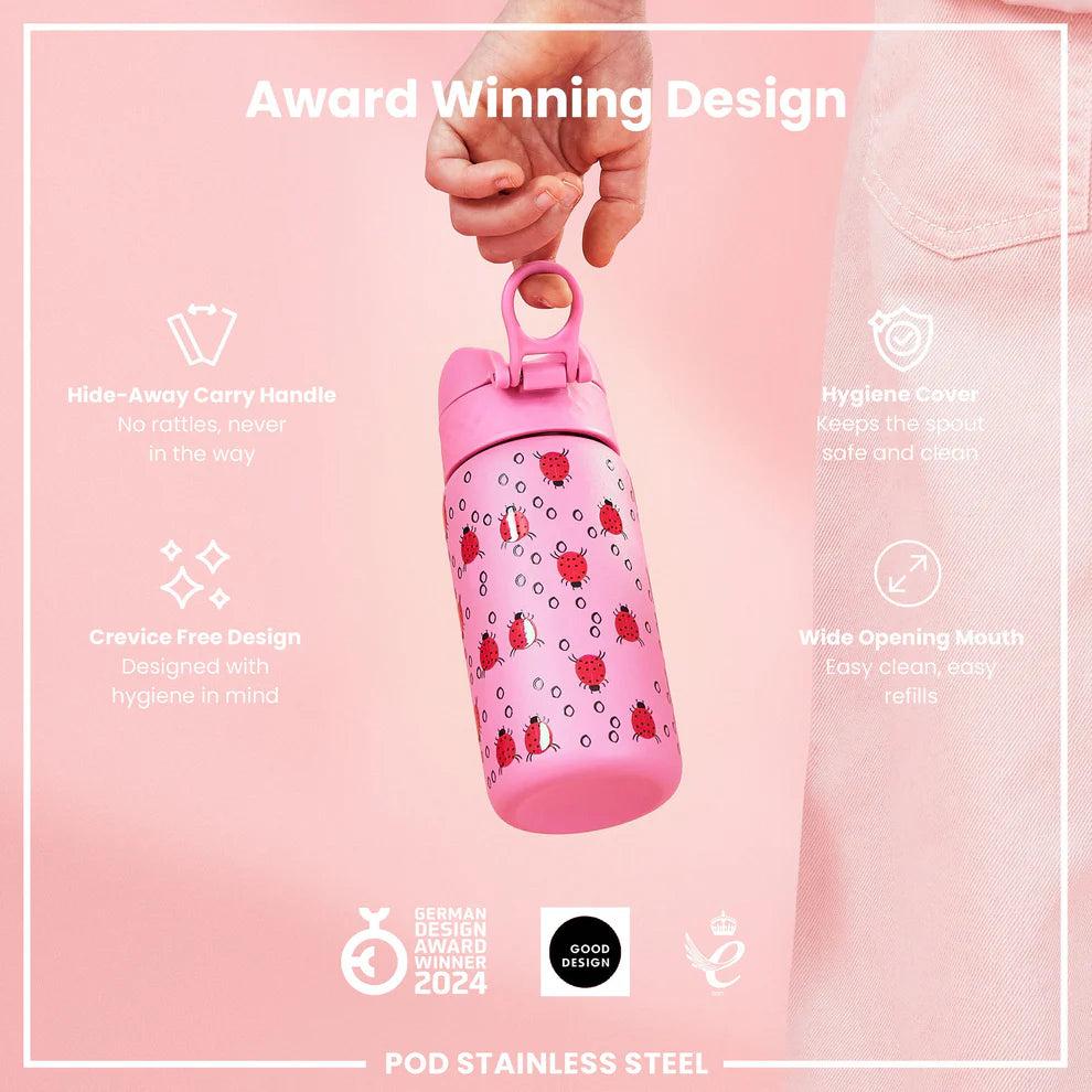 Ion8 Pod Stainless Steel Water Bottle Ladybug