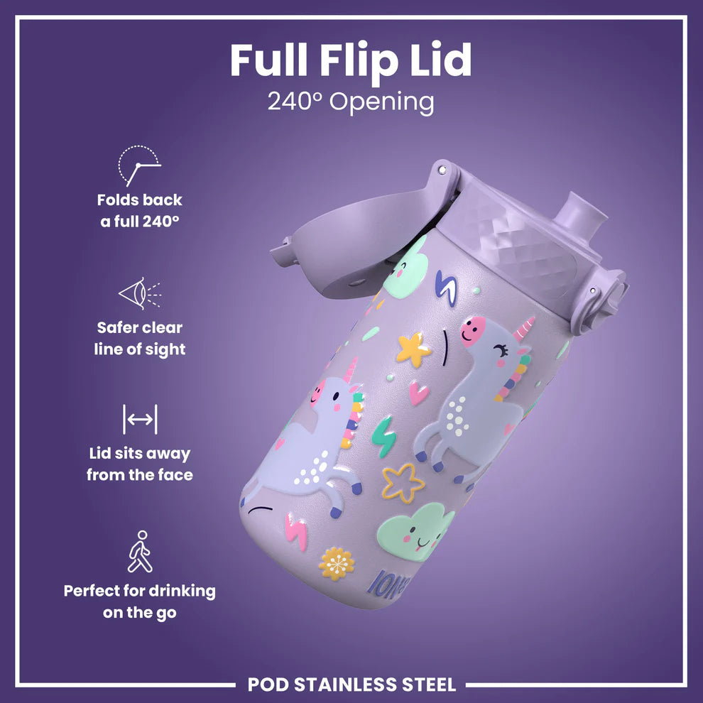 Ion8 Pod Stainless Steel Water Bottle Unicorn Purple