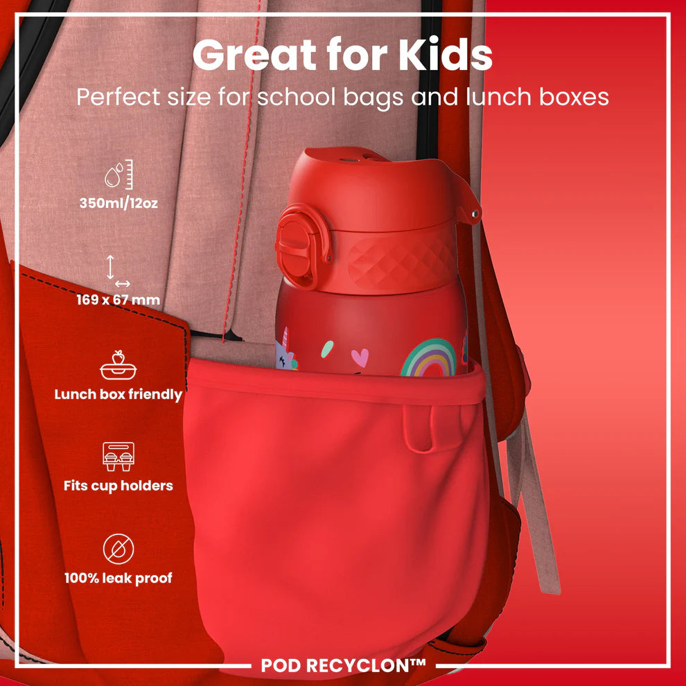 Ion8 Pod Water Bottle Unicorns Red