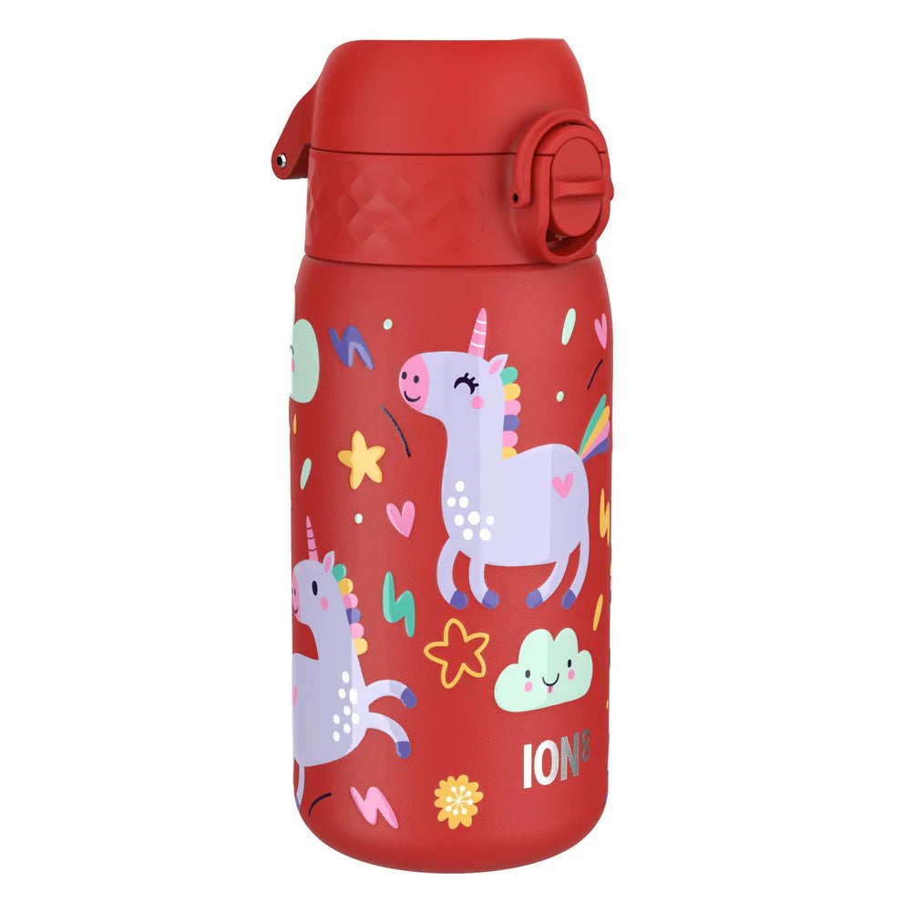Ion8 Pod Stainless Steel Water Bottle Unicorns Red