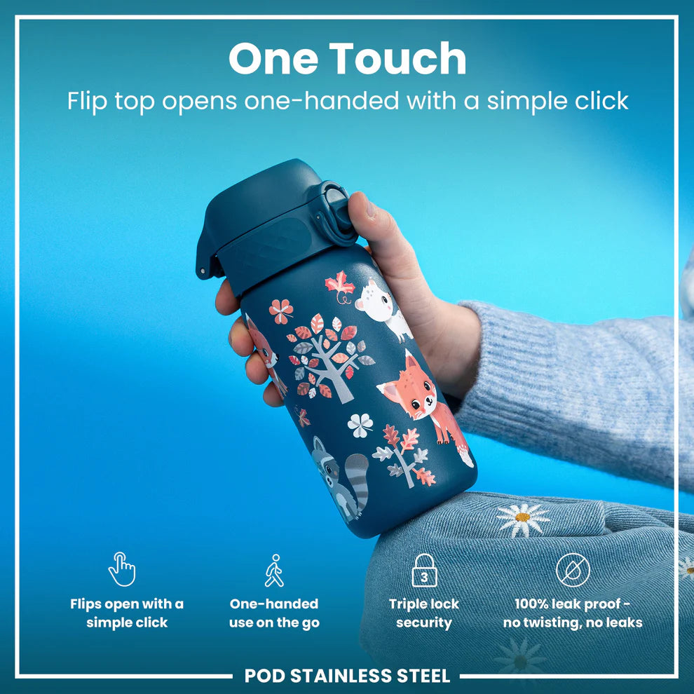 Ion8 Pod Stainless Steel Water Bottle Forest Animals