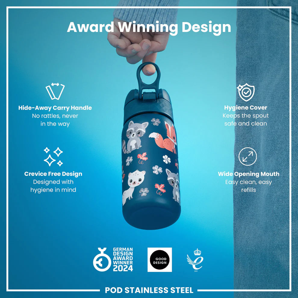 Ion8 Pod Stainless Steel Water Bottle Forest Animals