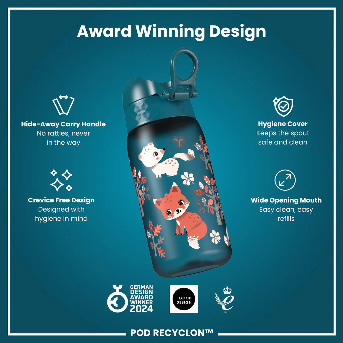 Ion8 Pod Water Bottle Forest Animals