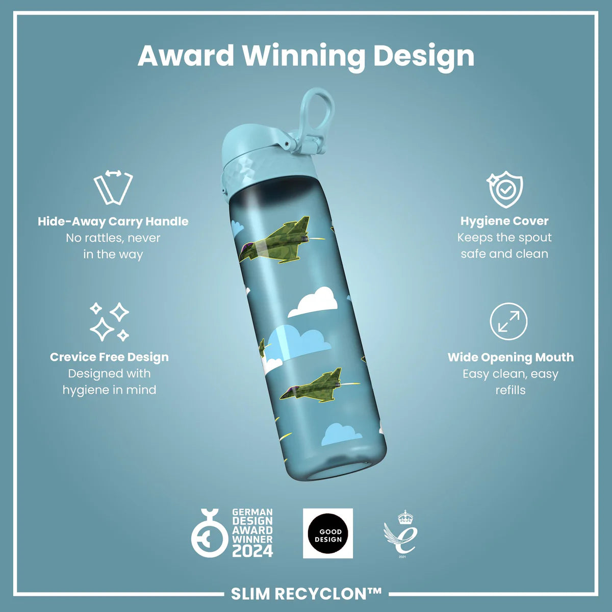 Ion8 Slim Water Bottle Fighter Jets