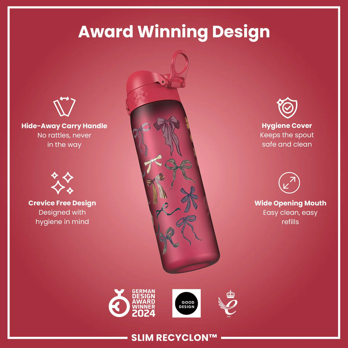 Ion8 Slim Water Bottle Bows