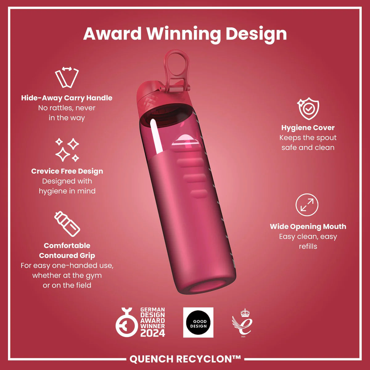Ion8 Quench Water Bottle Viva Magenta