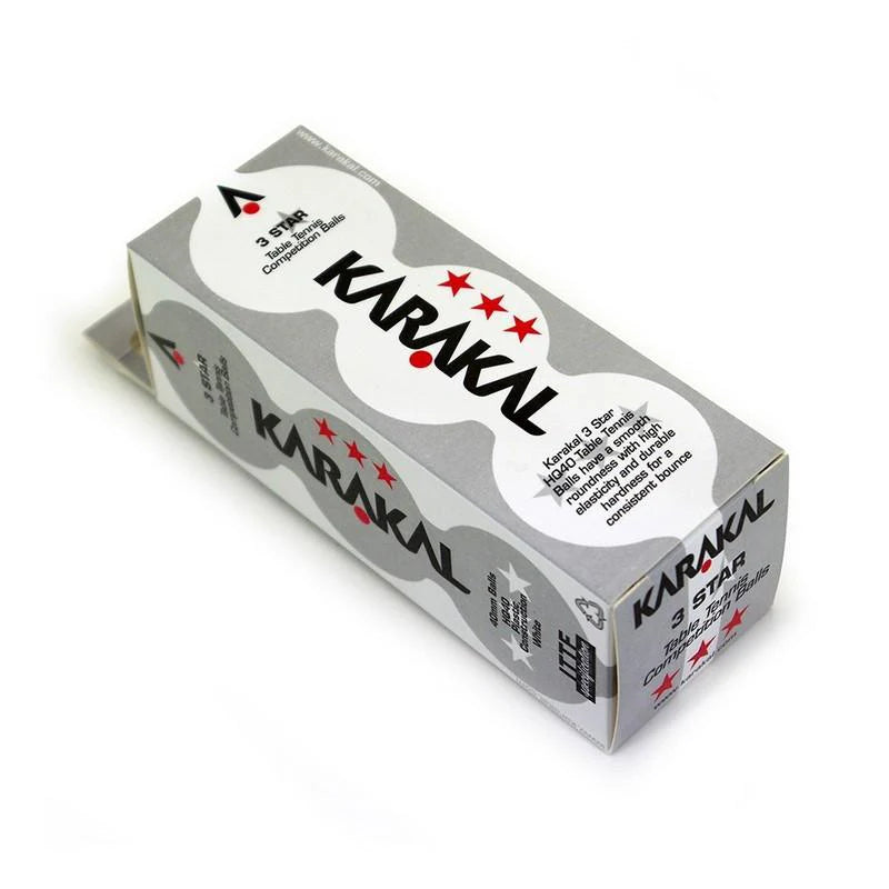 Karakal Table Tennis Balls 3 Star White x 3