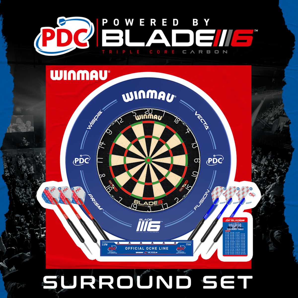 Winmau PDC Surround & Blade 6 Dartboard Set