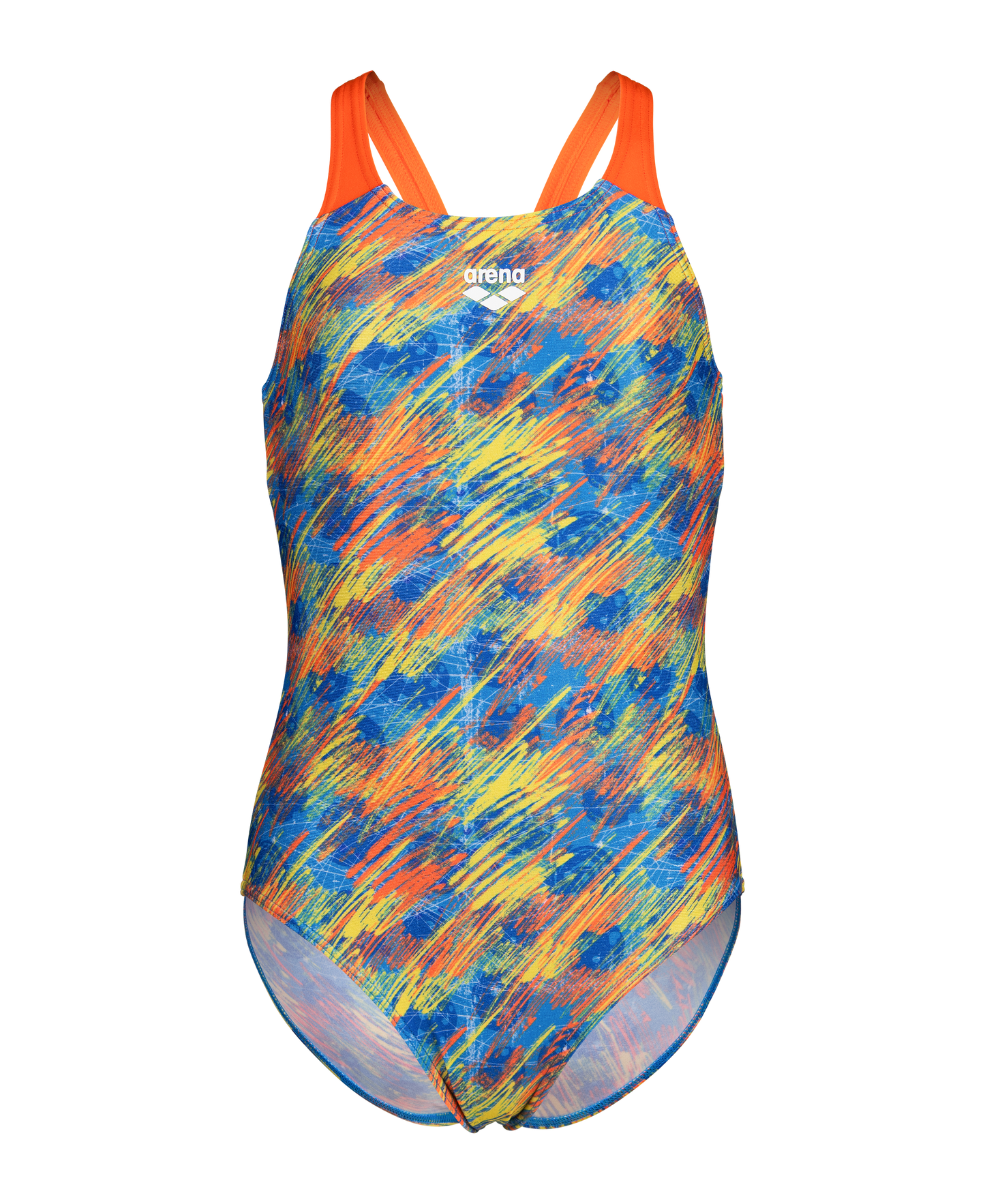 Arena Girls Draft Swimsuit Neon Blue Multi