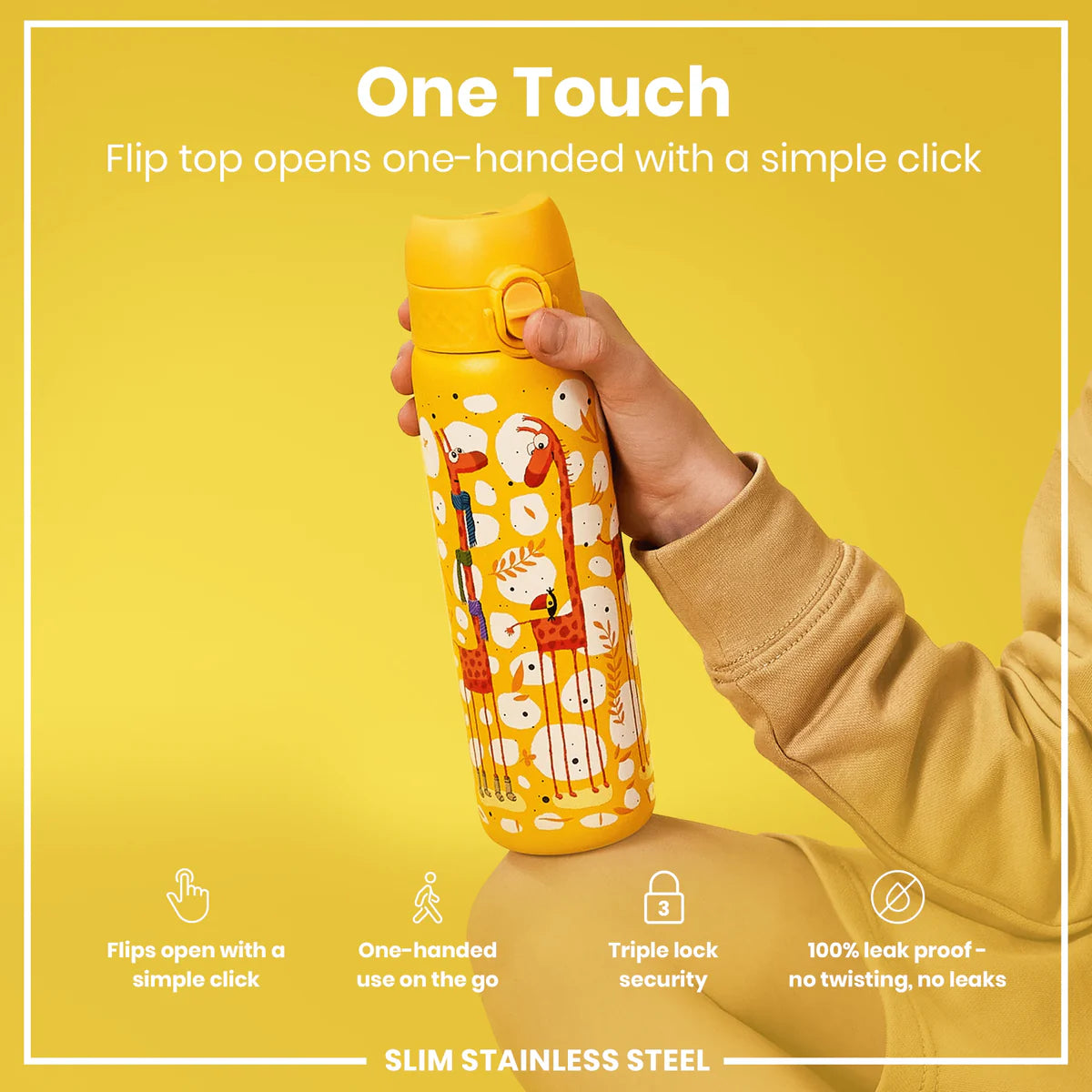 Ion8 Slim Stainless Steel Water Bottle Giraffes
