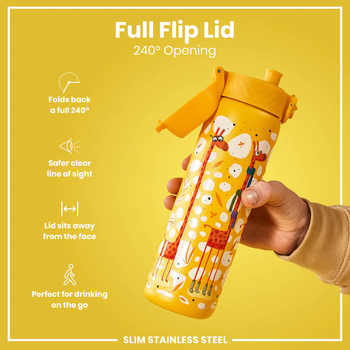 Ion8 Slim Stainless Steel Water Bottle Giraffes