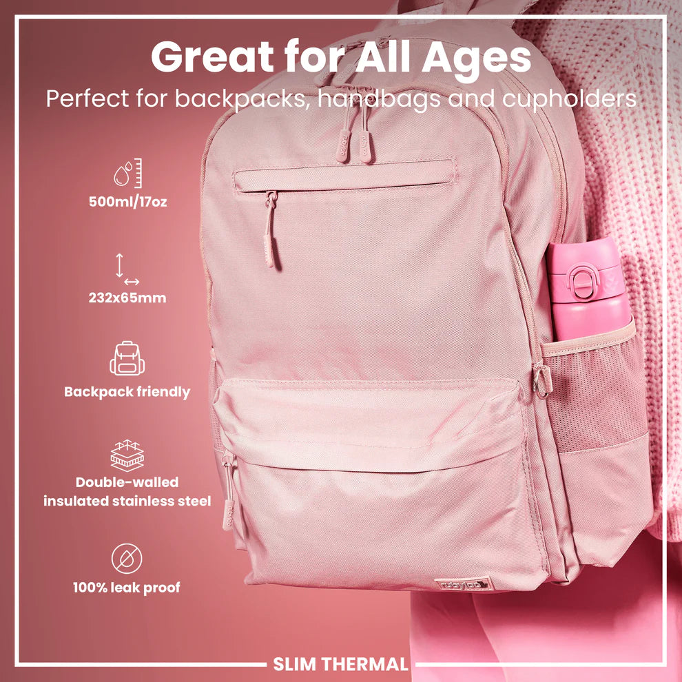 Ion8 Slim Vacuum Insulated Water Bottle Rose Bloom