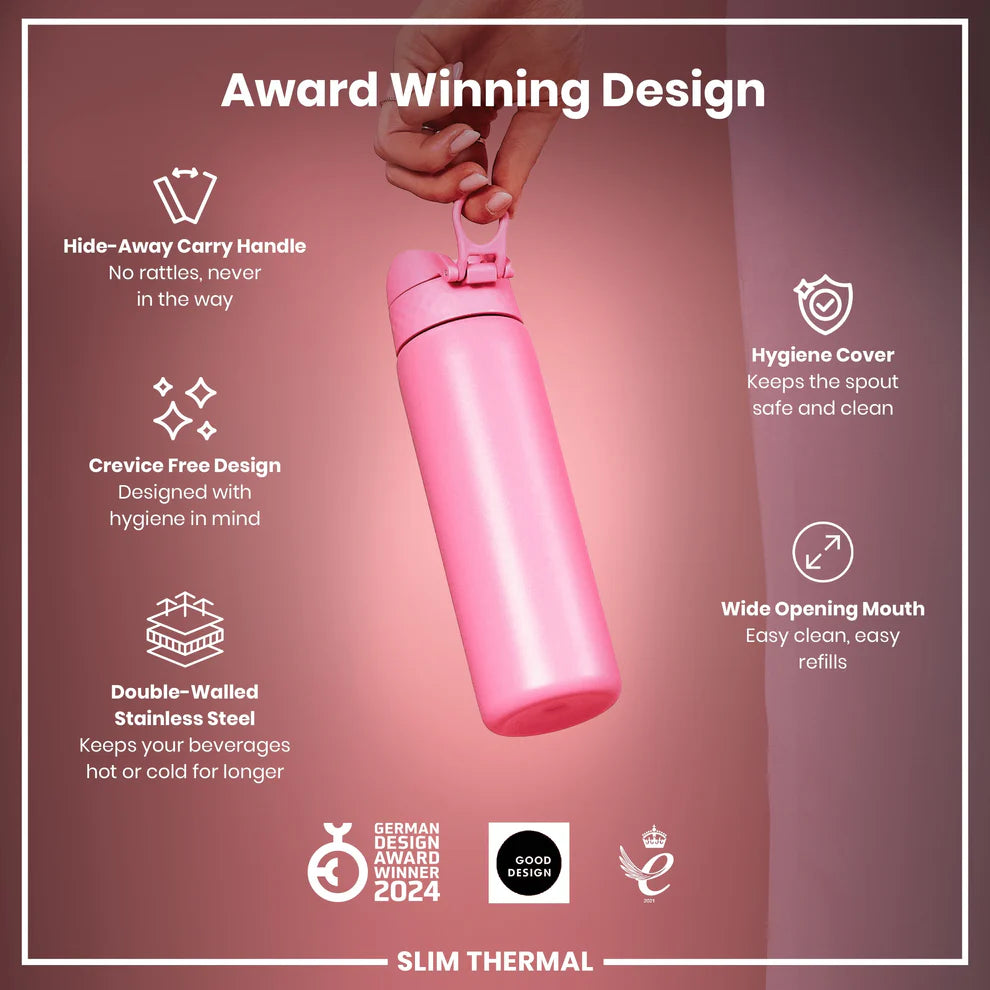 Ion8 Slim Vacuum Insulated Water Bottle Rose Bloom
