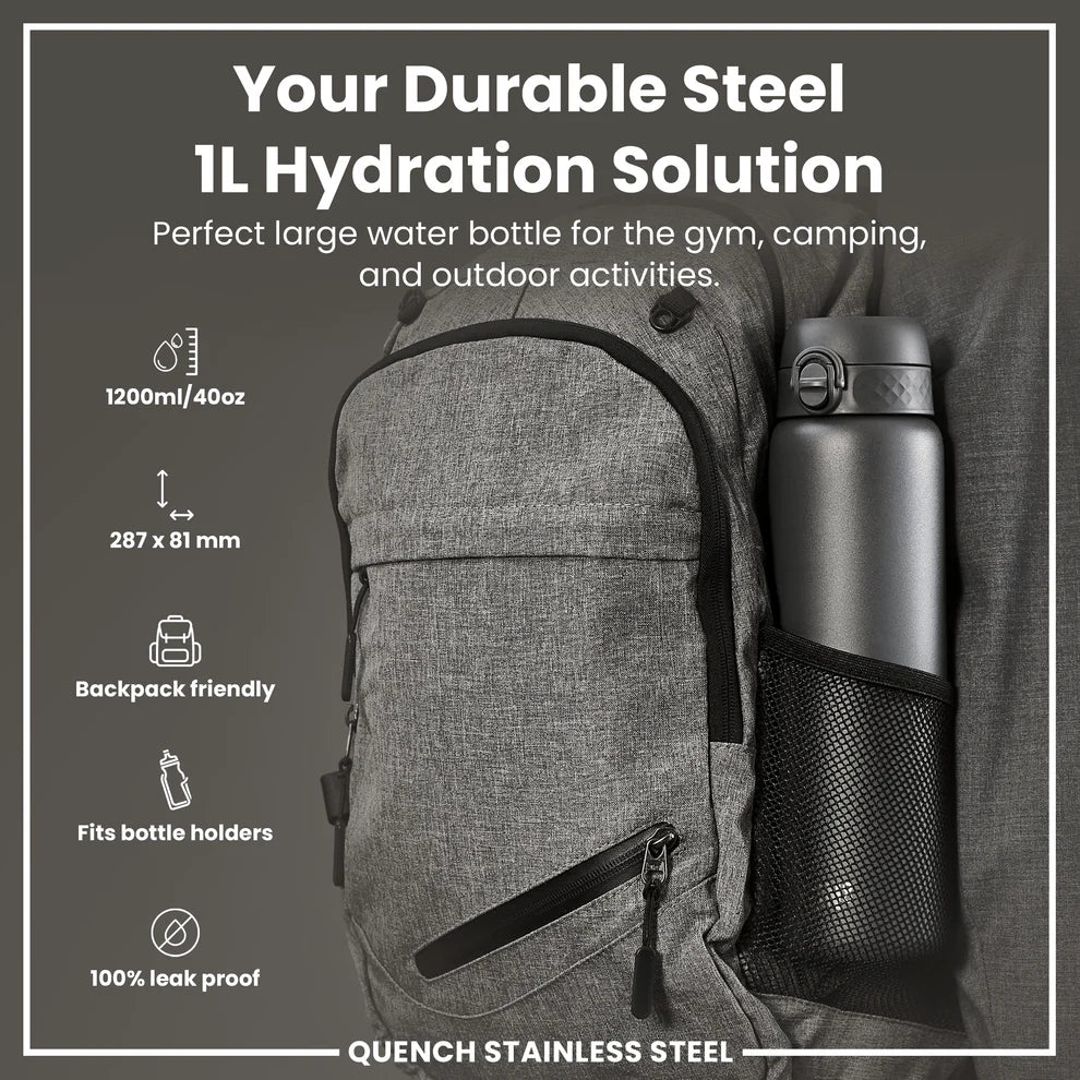 Ion8 Quench Stainless Steel Water Bottle Grey
