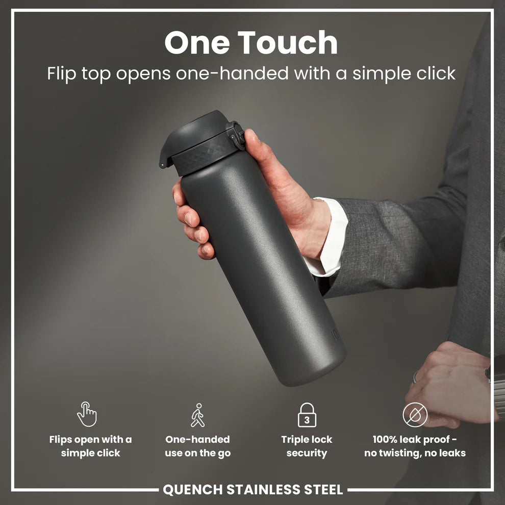 Ion8 Quench Stainless Steel Water Bottle Grey