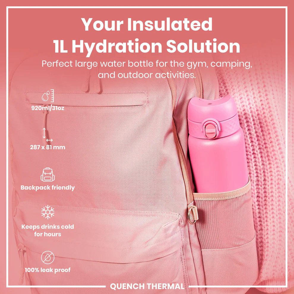 Ion8 Quench Vacuum Insulated Water Bottle Rose Bloom