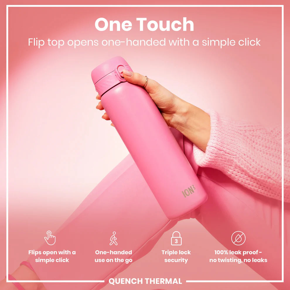 Ion8 Quench Vacuum Insulated Water Bottle Rose Bloom