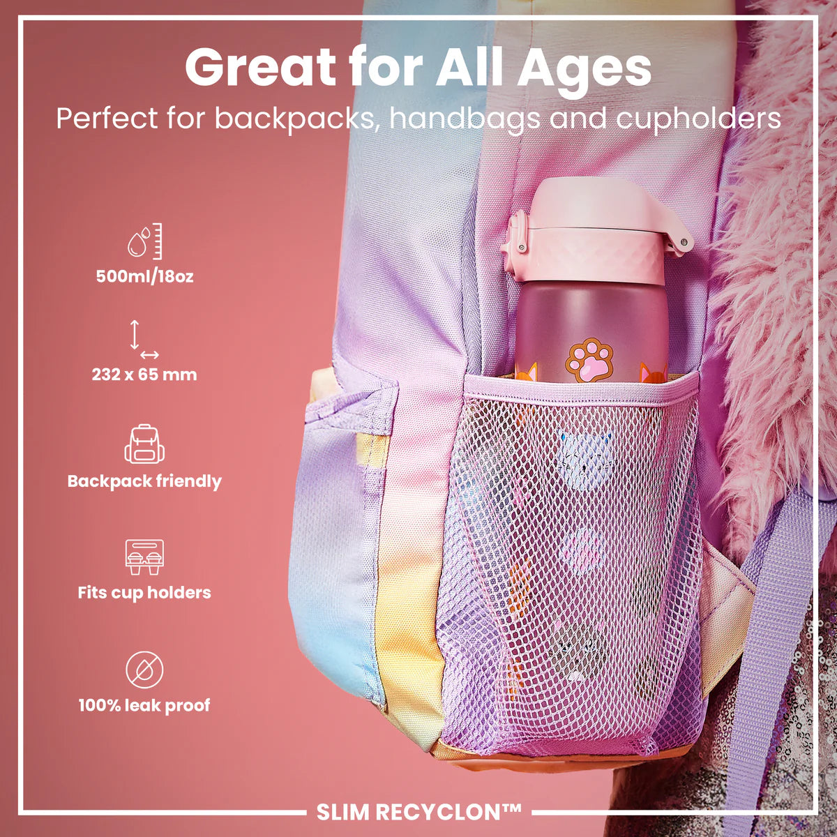 Ion8 Slim Water Bottle Cats