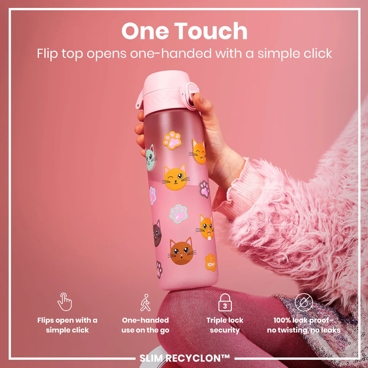 Ion8 Slim Water Bottle Cats