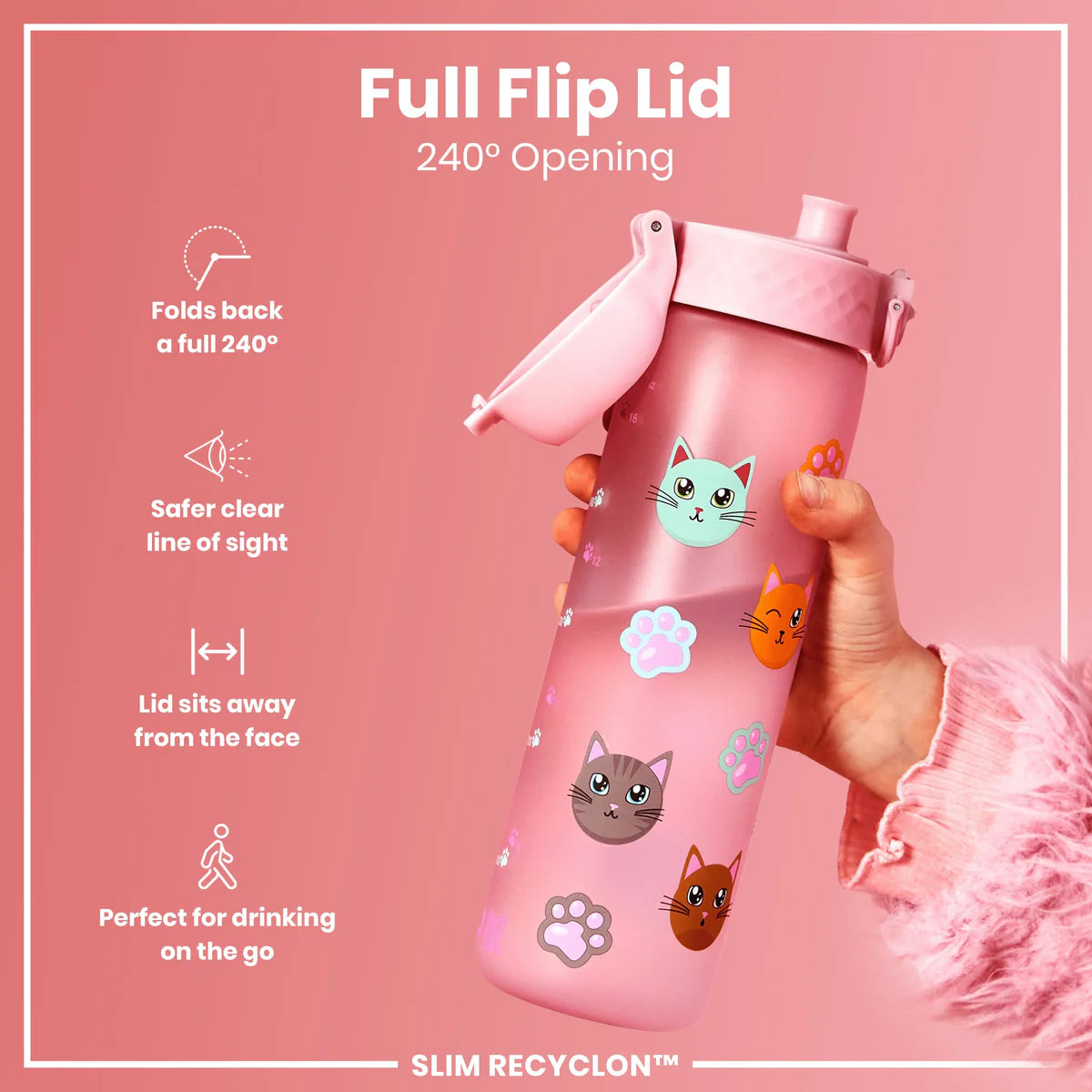 Ion8 Slim Water Bottle Cats