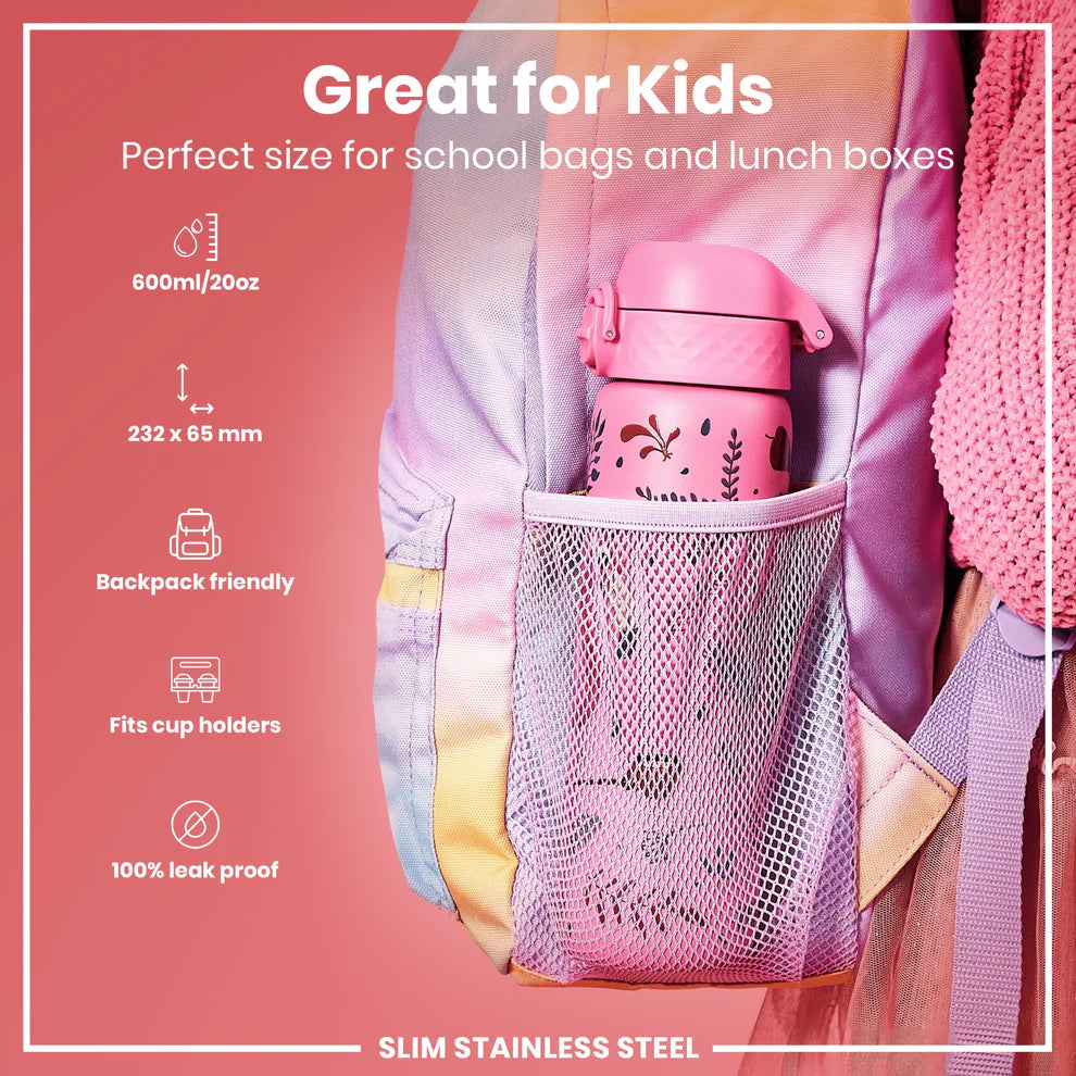 Ion8 Slim Stainless Steel Water Bottle Flamingos