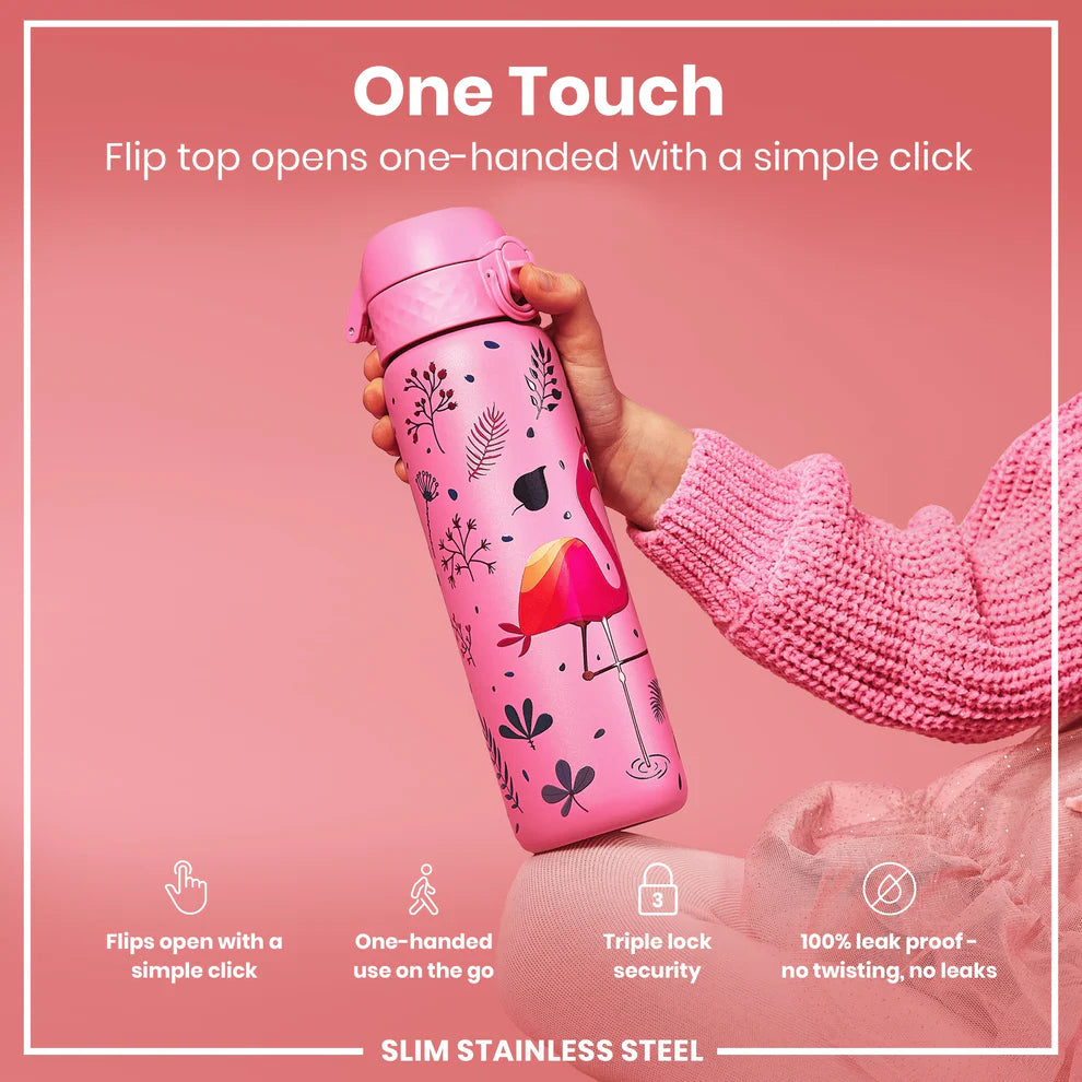 Ion8 Slim Stainless Steel Water Bottle Flamingos