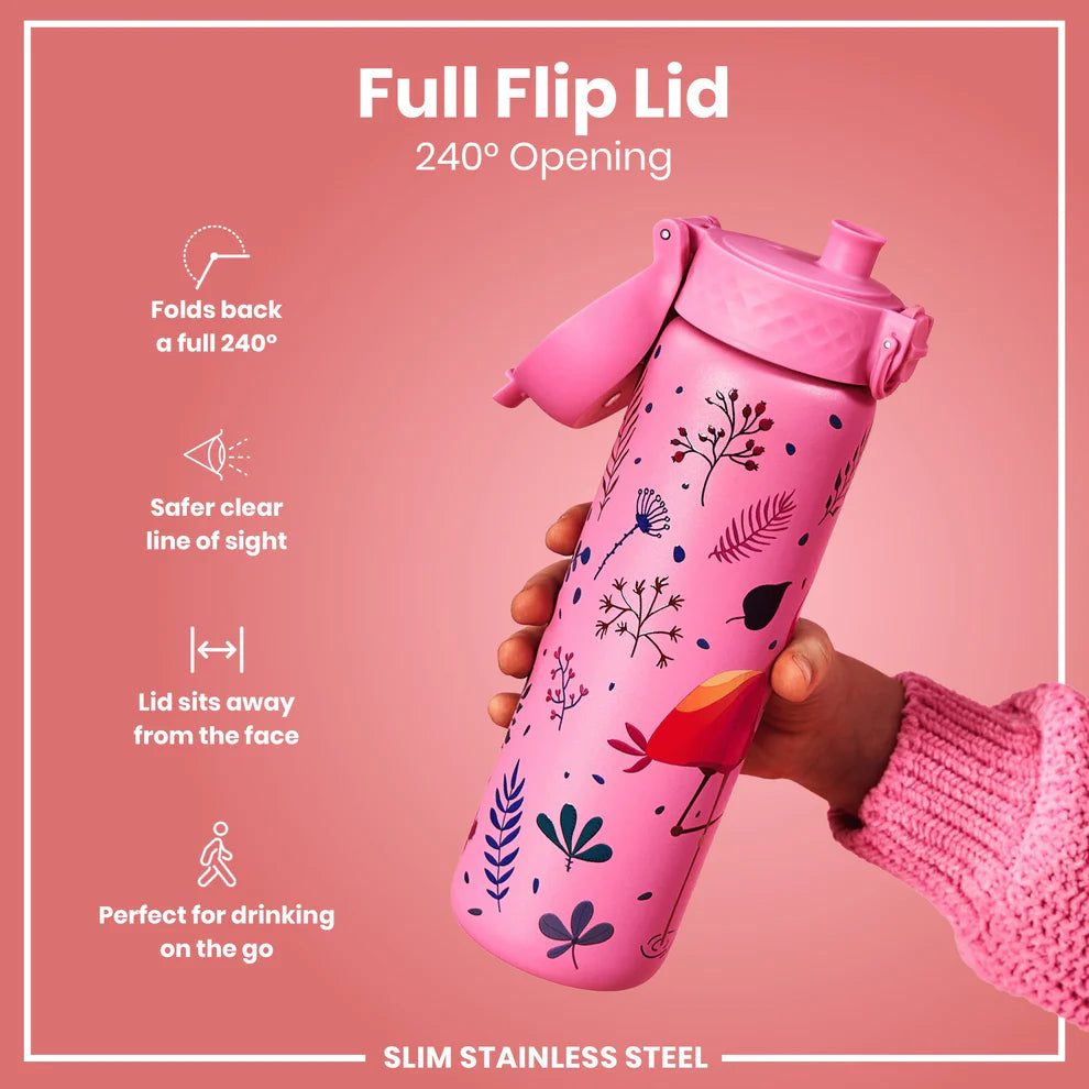 Ion8 Slim Stainless Steel Water Bottle Flamingos