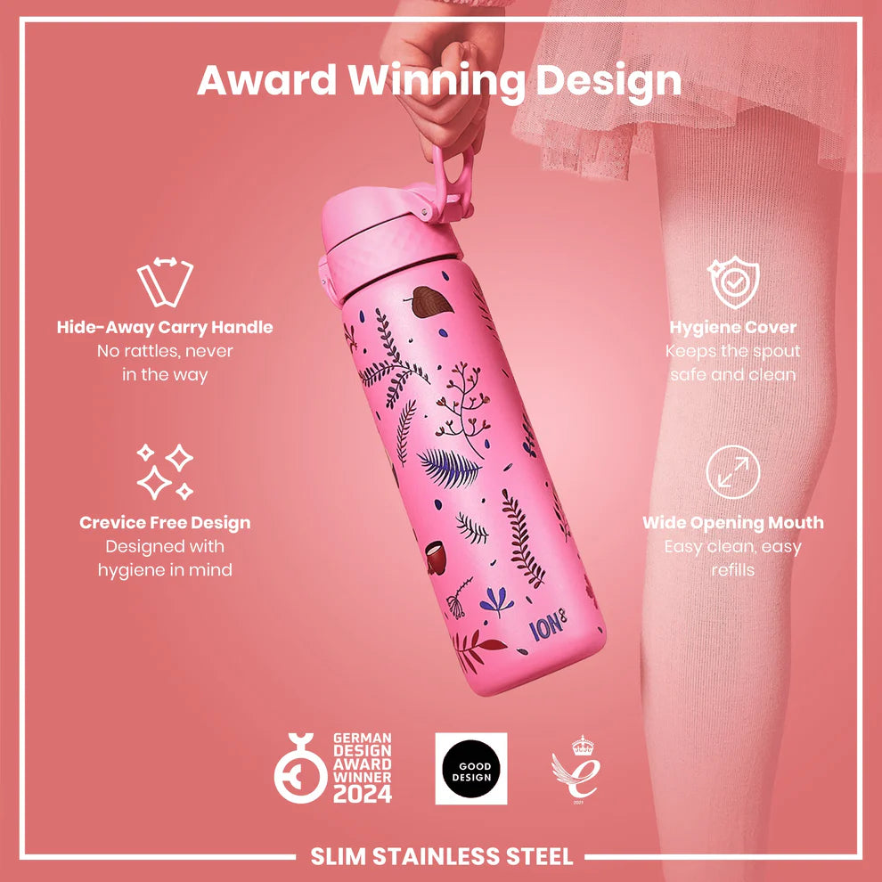 Ion8 Slim Stainless Steel Water Bottle Flamingos