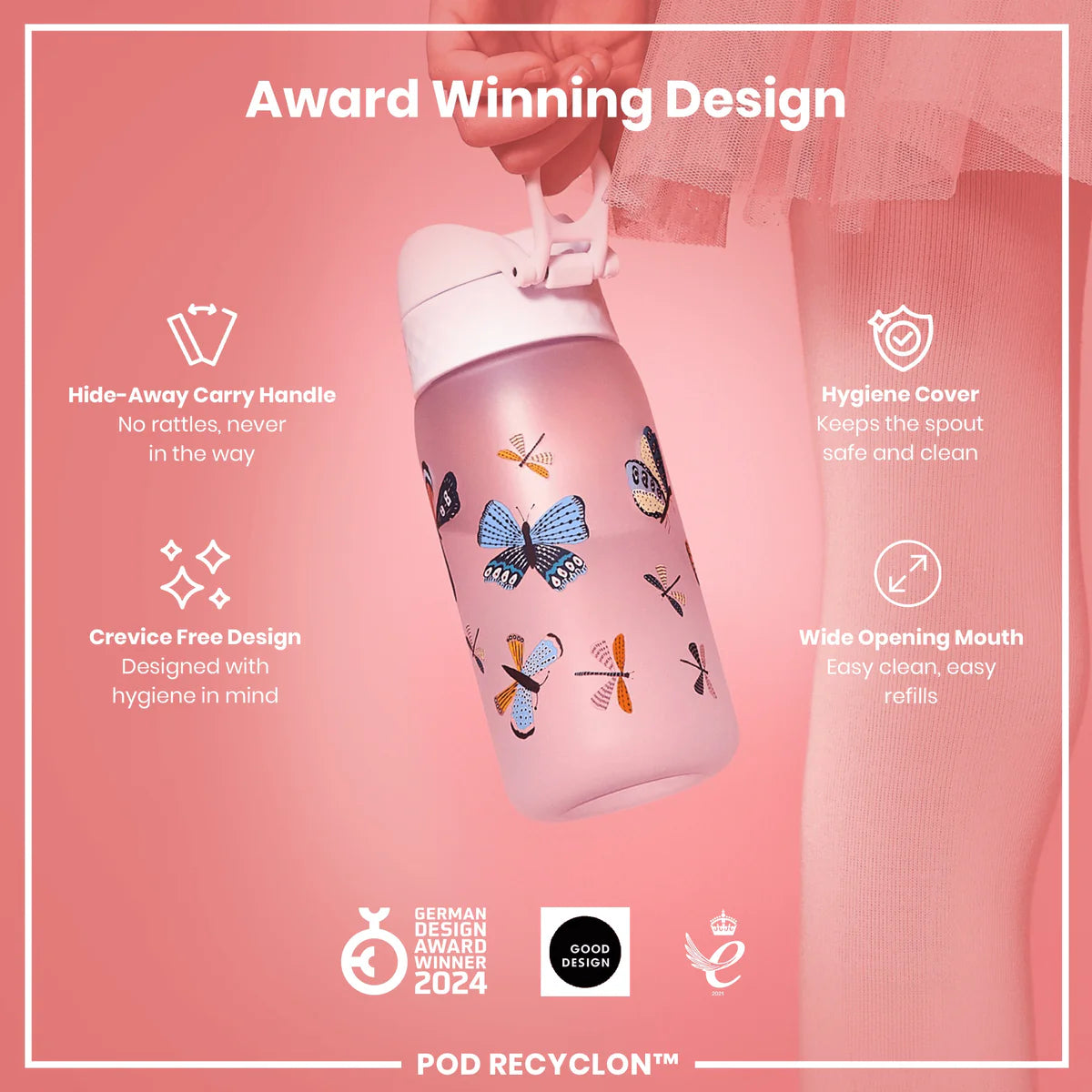 Ion8 Pod Water Bottle Butterflies