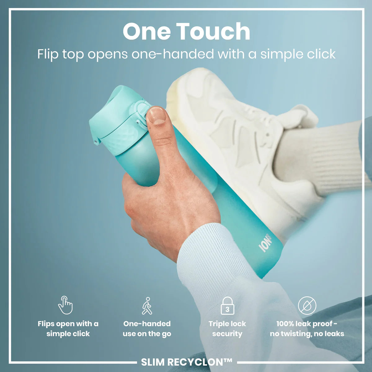Ion8 Slim Water Bottle Sonic Blue