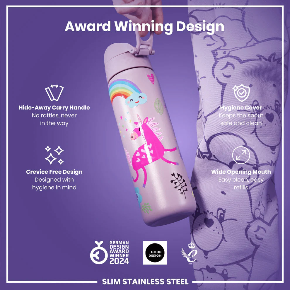Ion8 Slim Stainless Steel Water Bottle Unicorns