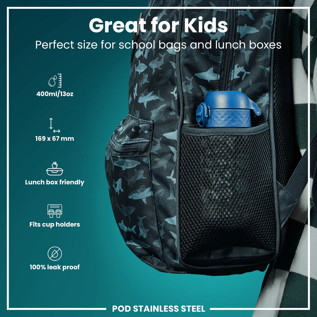 Ion8 Pod Stainless Steel Water Bottle Space