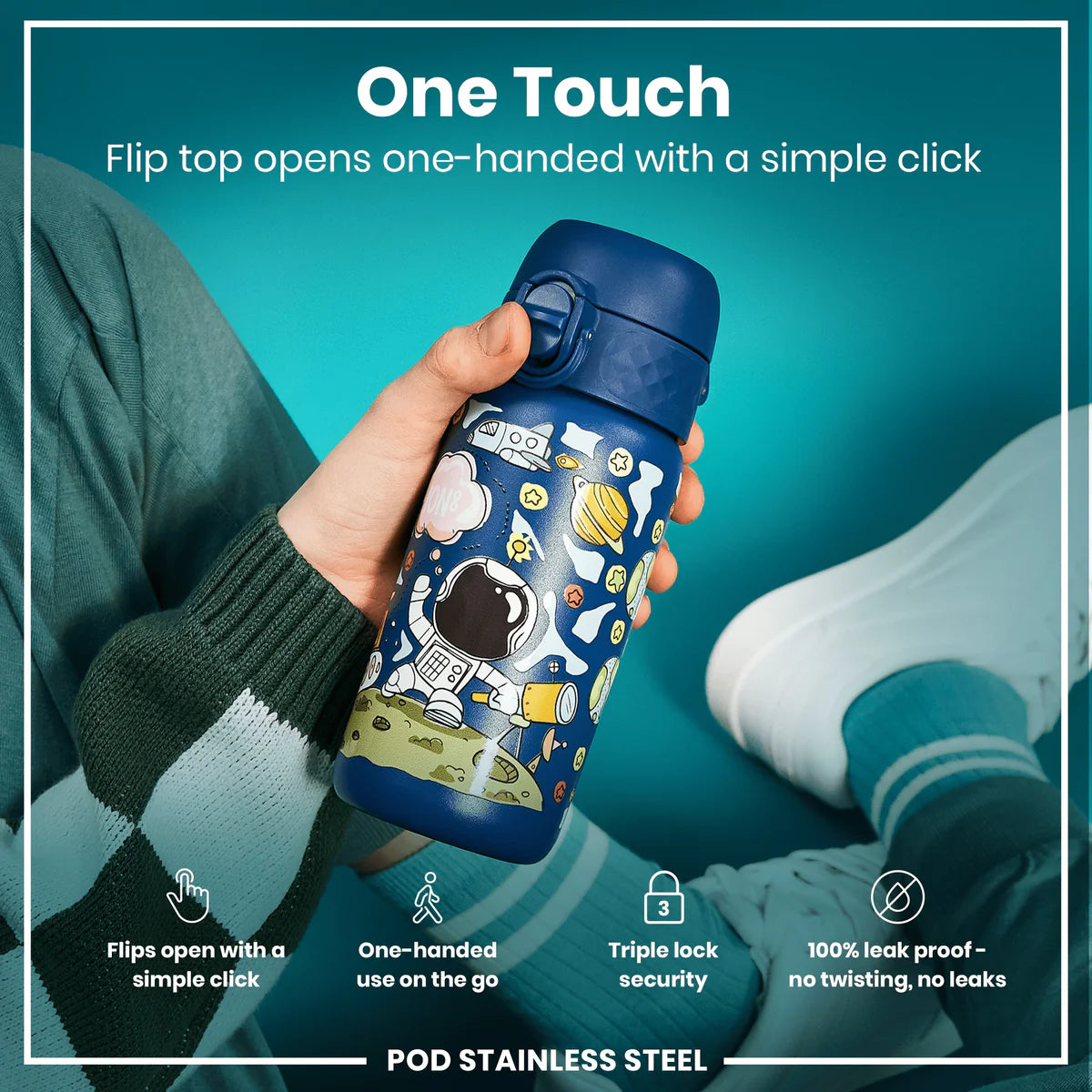 Ion8 Pod Stainless Steel Water Bottle Space