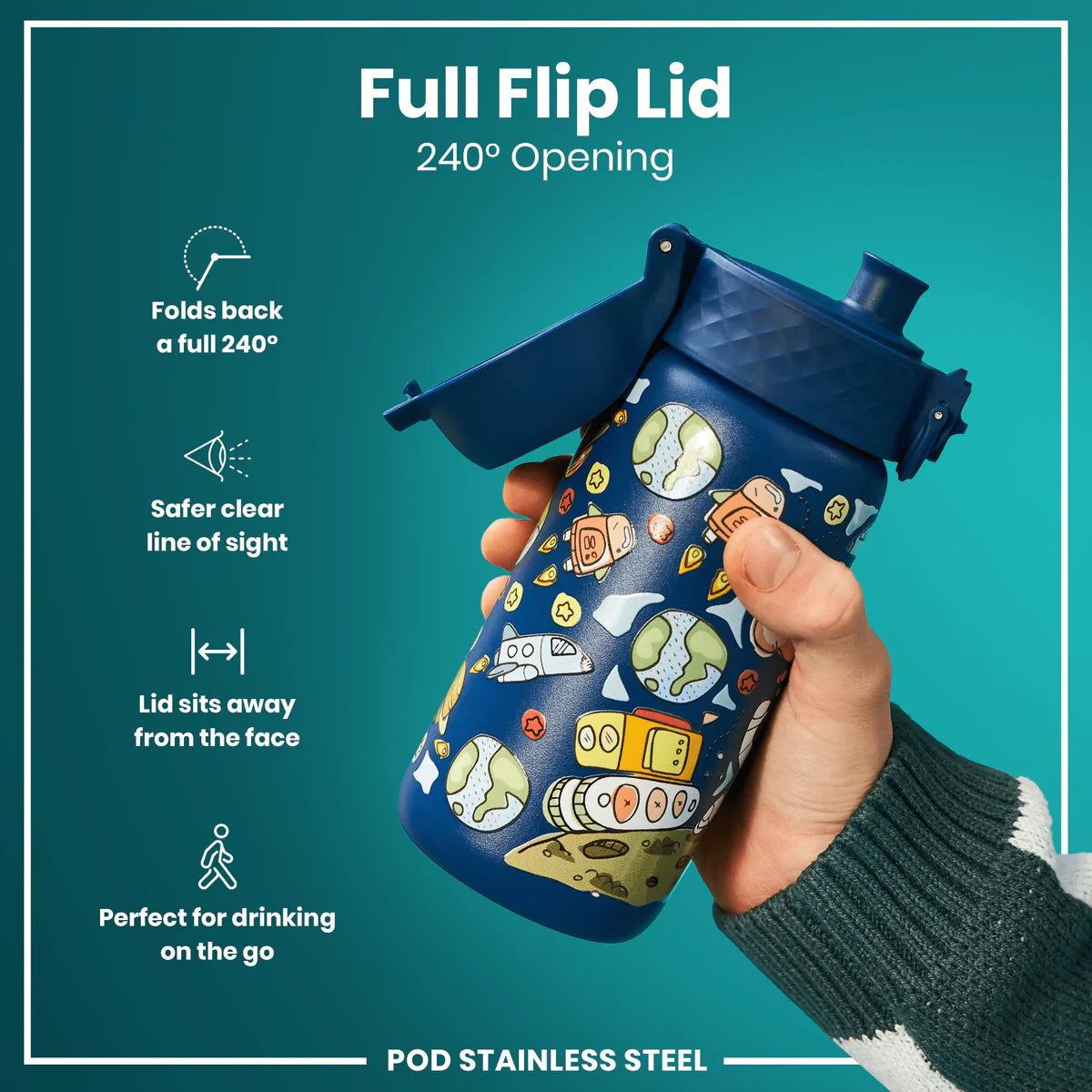 Ion8 Pod Stainless Steel Water Bottle Space