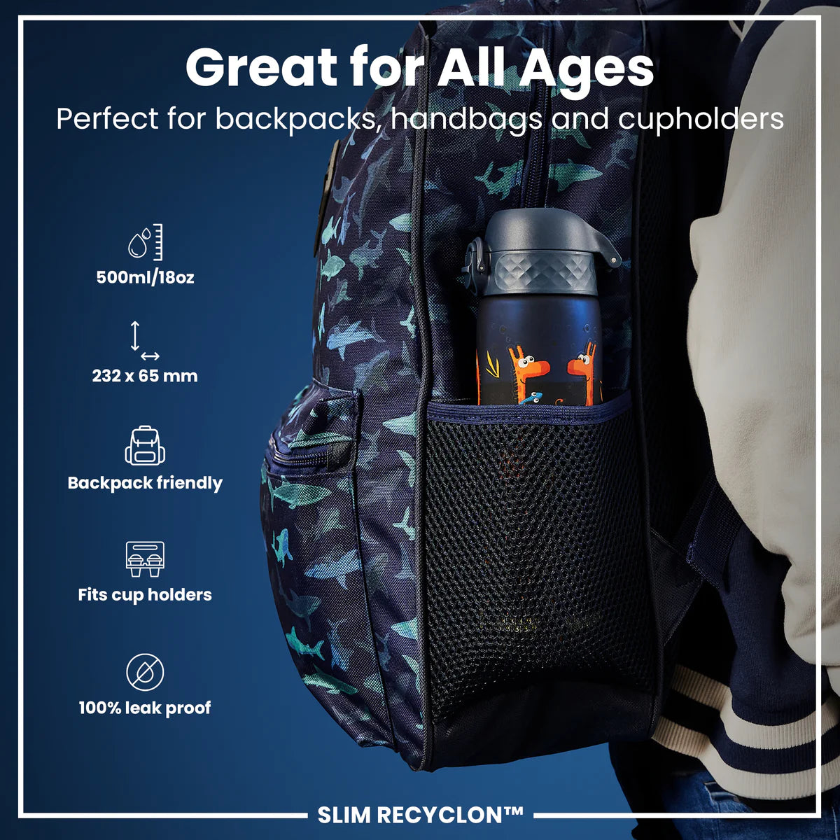 Ion8 Slim Water Bottle Giraffes