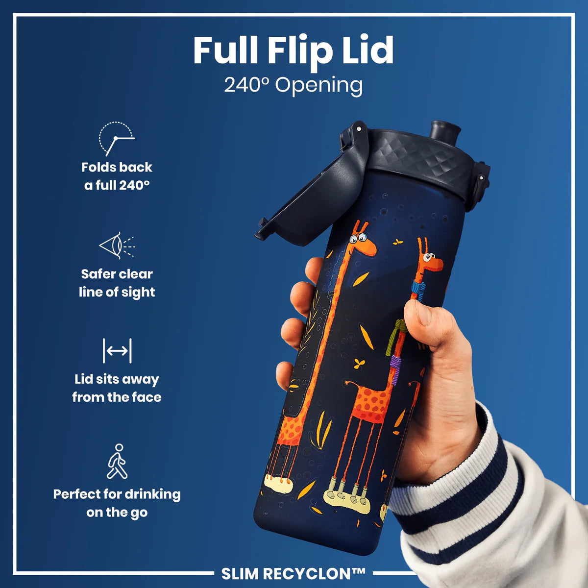 Ion8 Slim Water Bottle Giraffes