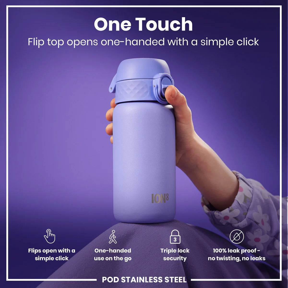 Ion8 Pod Stainless Steel Water Bottle Periwinkle
