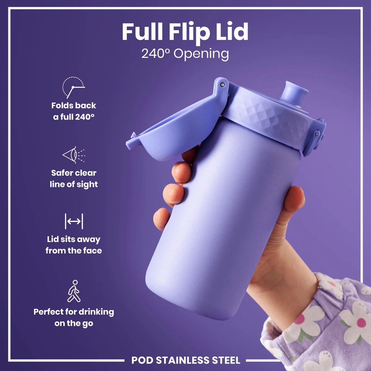 Ion8 Pod Stainless Steel Water Bottle Periwinkle