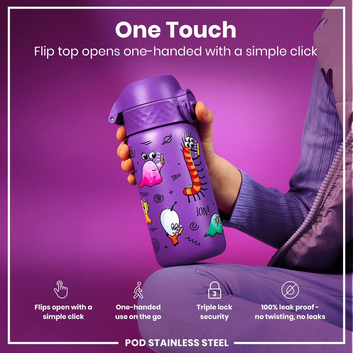 Ion8 Pod Stainless Steel Water Bottle Alien