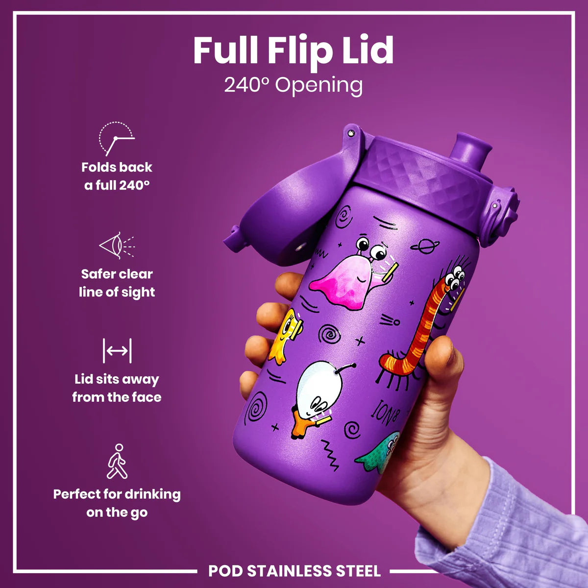 Ion8 Pod Stainless Steel Water Bottle Alien
