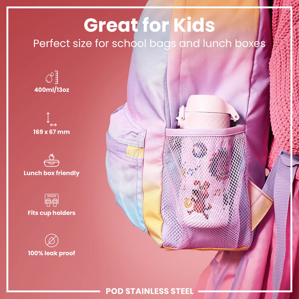 Ion8 Pod Stainless Steel Water Bottle Animal Band
