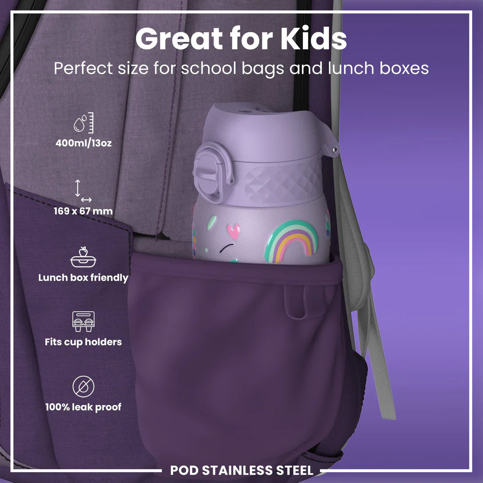 Ion8 Pod Stainless Steel Water Bottle Unicorn Purple